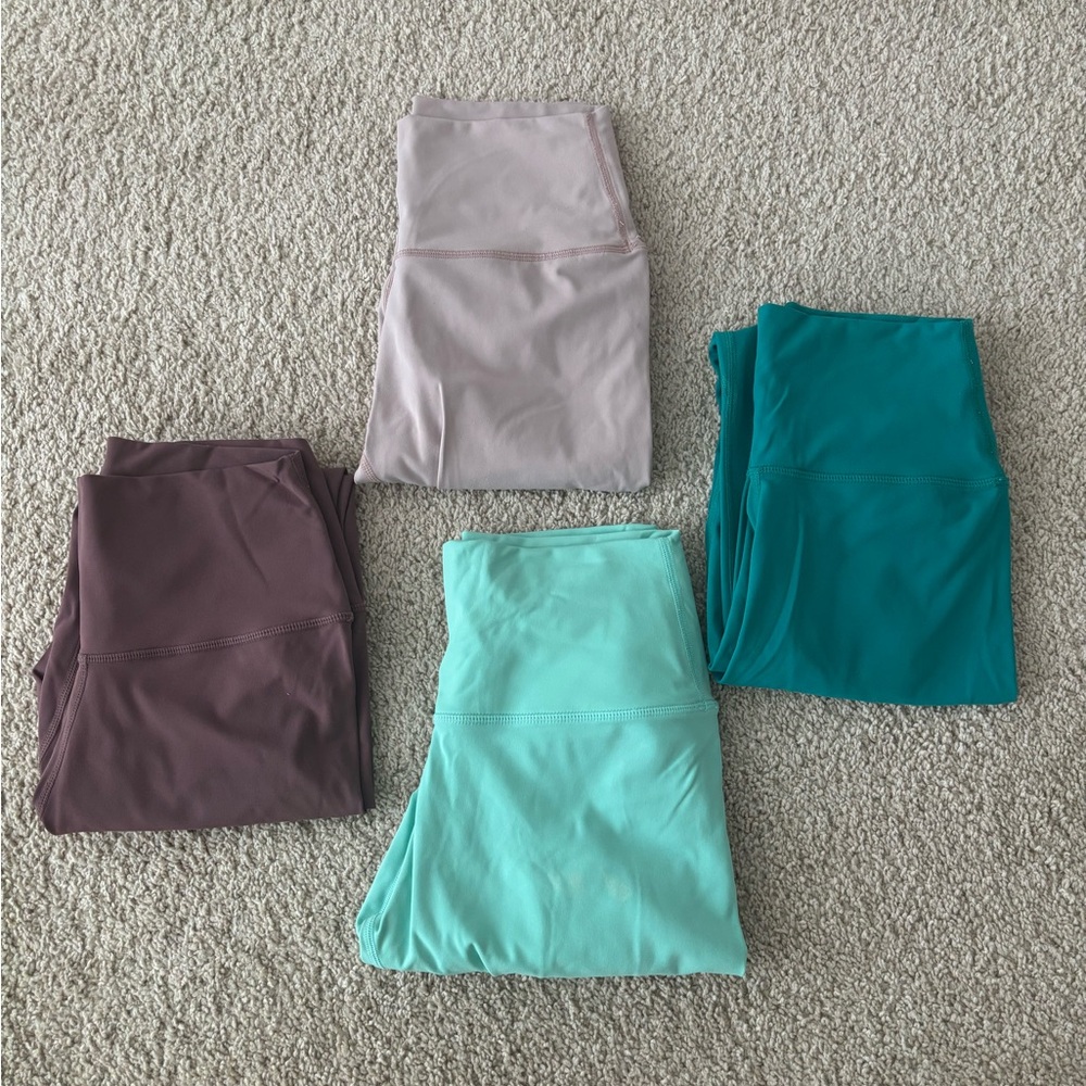 Stylish Women's Leggings - Teal, Mint, Mauve, and Dark Purple